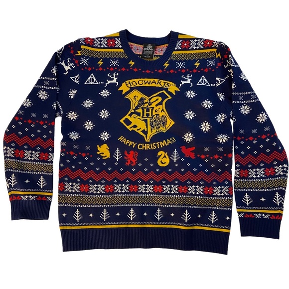Harry Potter Hogwarts Happy Christmas Ugly Holiday Knit Sweater - Picture 4 of 10